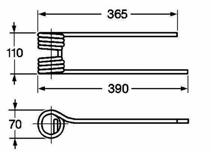 John Deere E126667 Hay Tedder Tine (Right-Hand/CW)