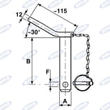 1" Bent Handle Hitch Pin with Lynch Pin and Chain